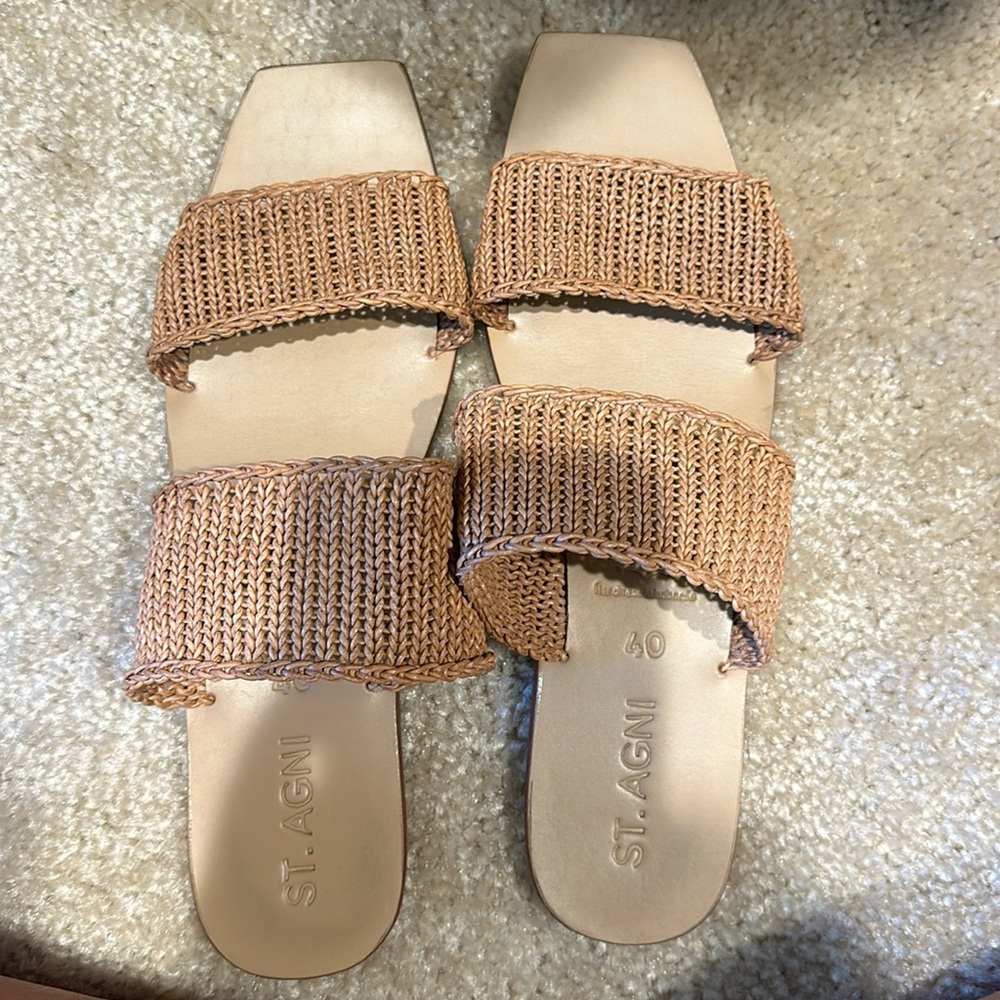 St Agni leather knit sandals